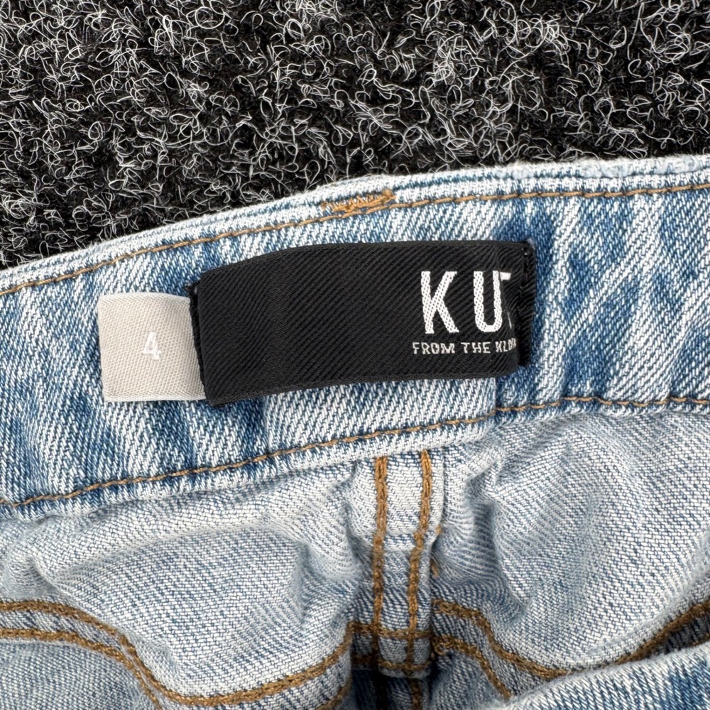 KUT from the Kloth Meg Wide Leg Raw Hem Jeans Light Wash Blue Size 4 - Picture 2 of 9